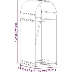 vidaXL Leñero de acero galvanizado acabado de madera 40x45x100 cm Apariencia de madera Hot