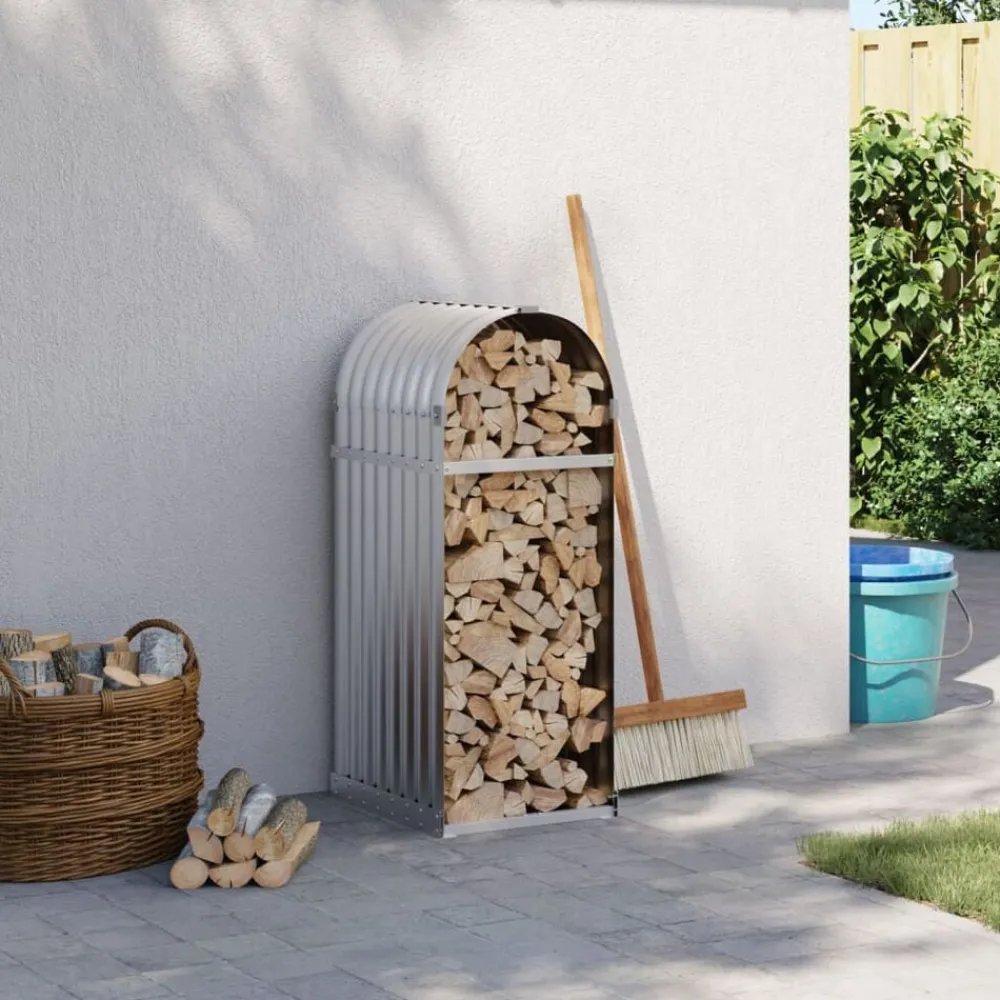 vidaXL Accesorios Para Hornos De Leña Y Chimeneas-Leñero de acero galvanizado 40x45x100 cm
