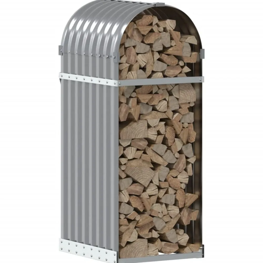 vidaXL Leñero de acero galvanizado 40x45x100 cm Gris claro Outlet