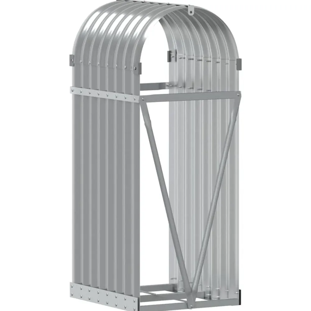 vidaXL Leñero de acero galvanizado 40x45x100 cm Gris claro Outlet
