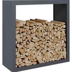 vidaXL Accesorios Para Hornos De Leña Y Chimeneas-Leñero de acero gris antracita 120x35x120 cm