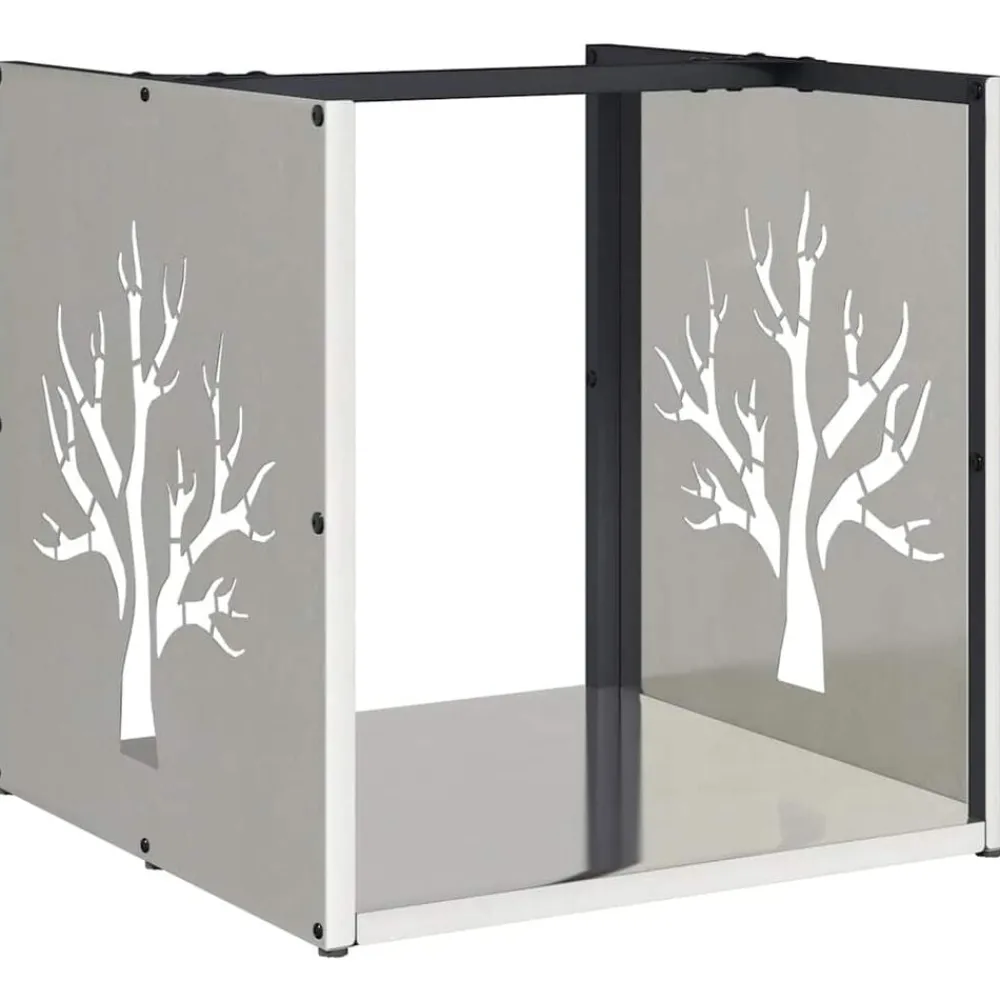 vidaXL Leñero de 40x40x40 cm Acero inoxidable Discount