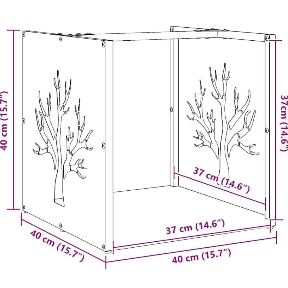 vidaXL Leñero de 40x40x40 cm Acero inoxidable Discount