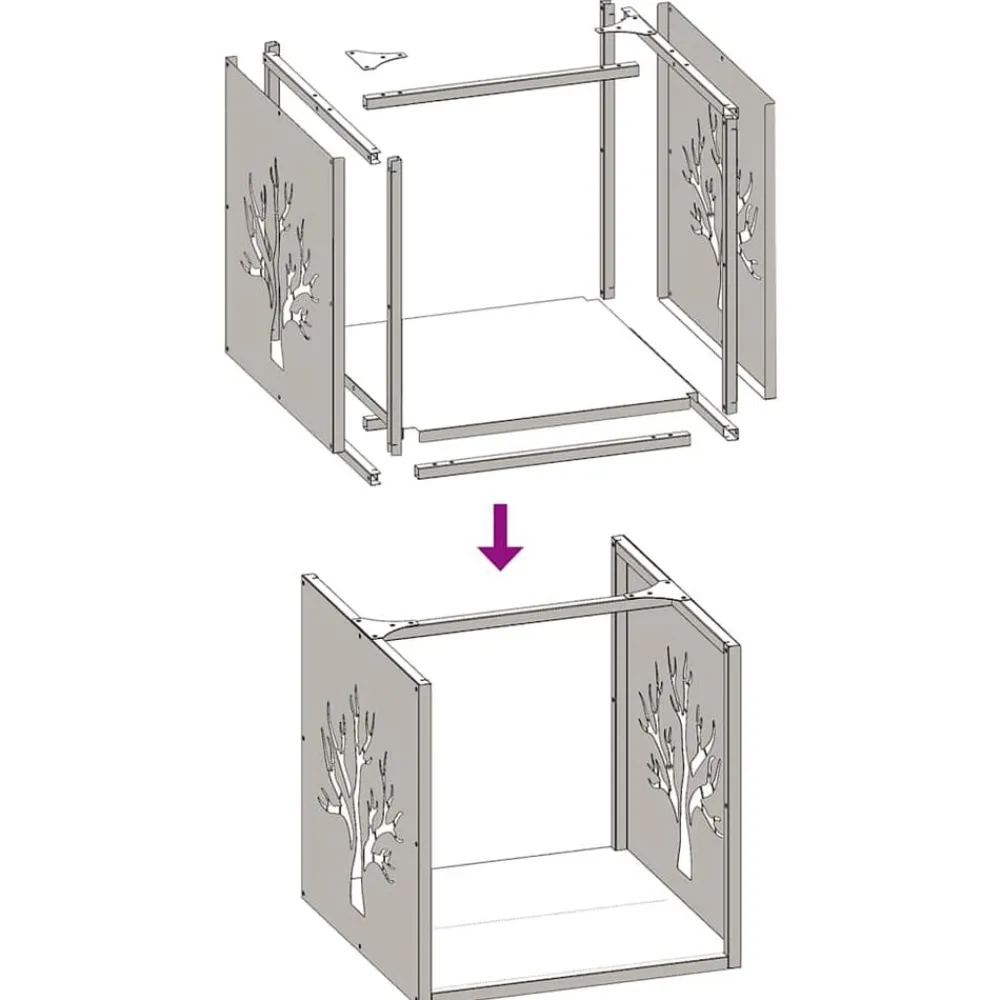 vidaXL Leñero de 40x40x40 cm Acero inoxidable Discount