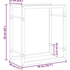 vidaXL Accesorios Para Hornos De Leña Y Chimeneas-Leñero de acero mate 50x28x56 cm