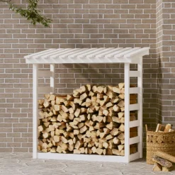 vidaXL Accesorios Para Hornos De Leña Y Chimeneas-Leñero de madera maciza de pino 108x64,5x110 cm