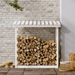 vidaXL Accesorios Para Hornos De Leña Y Chimeneas-Leñero de madera maciza de pino 108x64,5x110 cm