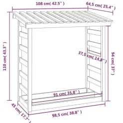vidaXL Accesorios Para Hornos De Leña Y Chimeneas-Leñero de madera maciza de pino 108x64,5x110 cm