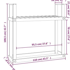 vidaXL Accesorios Para Hornos De Leña Y Chimeneas-Leñero de madera maciza de 110x35x108,5 cm