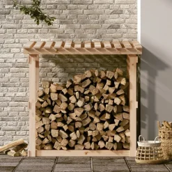 vidaXL Leñero de madera maciza de pino 108x64,5x109 cm Natural Discount