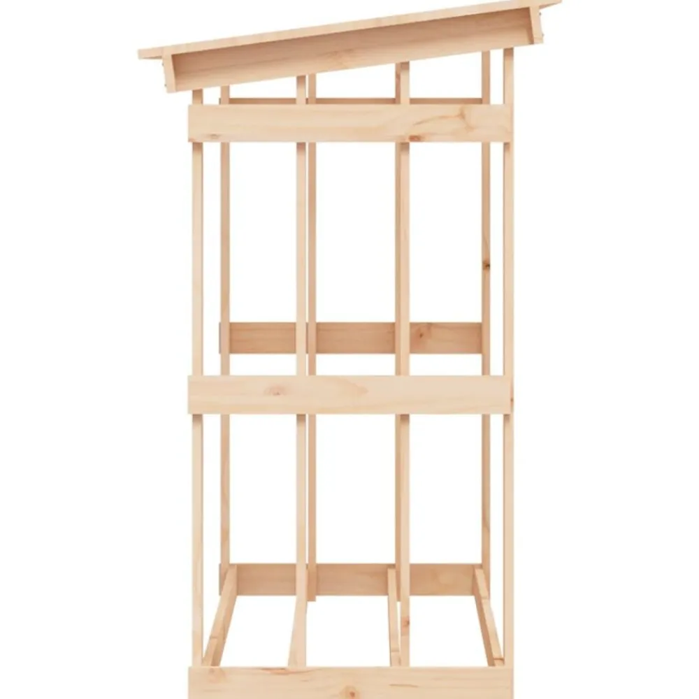vidaXL Leñero de madera maciza de pino 108x64,5x109 cm Natural Discount