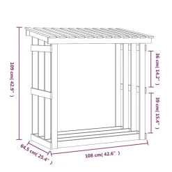 vidaXL Leñero de madera maciza de pino 108x64,5x109 cm Natural Discount