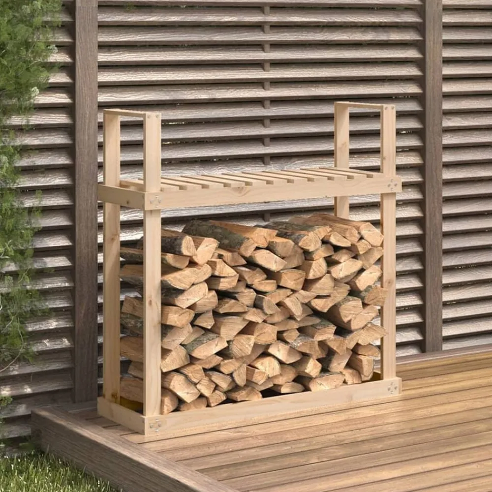 vidaXL Leñero de madera maciza de pino 110x35x108,5 cm Pino natural