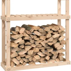 vidaXL Leñero de madera maciza de pino 110x35x108,5 cm Pino natural
