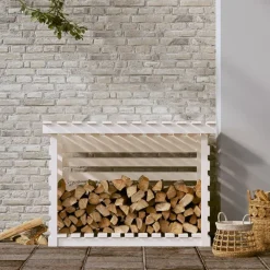 vidaXL Accesorios Para Hornos De Leña Y Chimeneas-Leñero de madera maciza de pino 108x73x79 cm