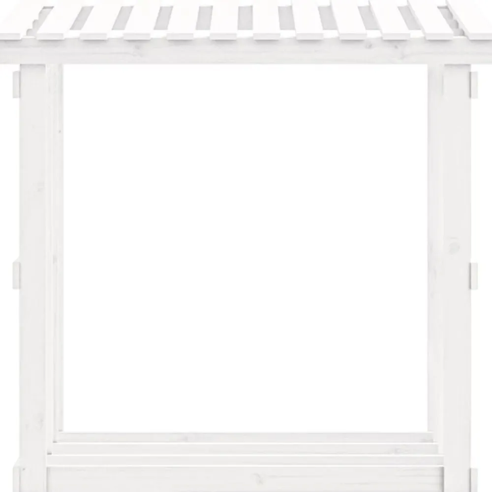 vidaXL Leñero de madera maciza de pino 108x64,5x109 cm Blanco Discount