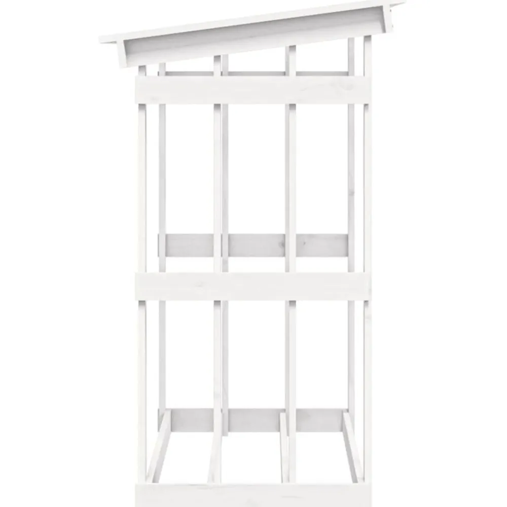 vidaXL Leñero de madera maciza de pino 108x64,5x109 cm Blanco Discount