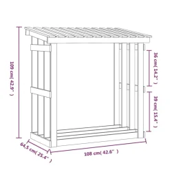vidaXL Leñero de madera maciza de pino 108x64,5x109 cm Blanco Discount