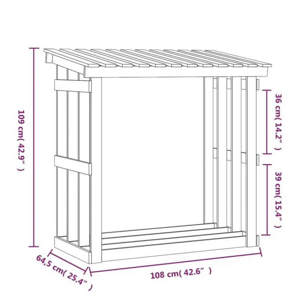 vidaXL Leñero de madera maciza de pino 108x64,5x109 cm Blanco Discount
