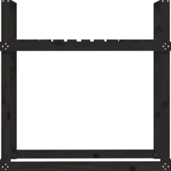 vidaXL Leñero de madera maciza de 110x35x108,5 cm Pino negro Clearance