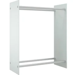vidaXL Leñero de vidrio templado 80x35x100 cm Blanco Clearance