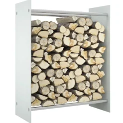 vidaXL Leñero de vidrio templado 80x35x100 cm Blanco Clearance