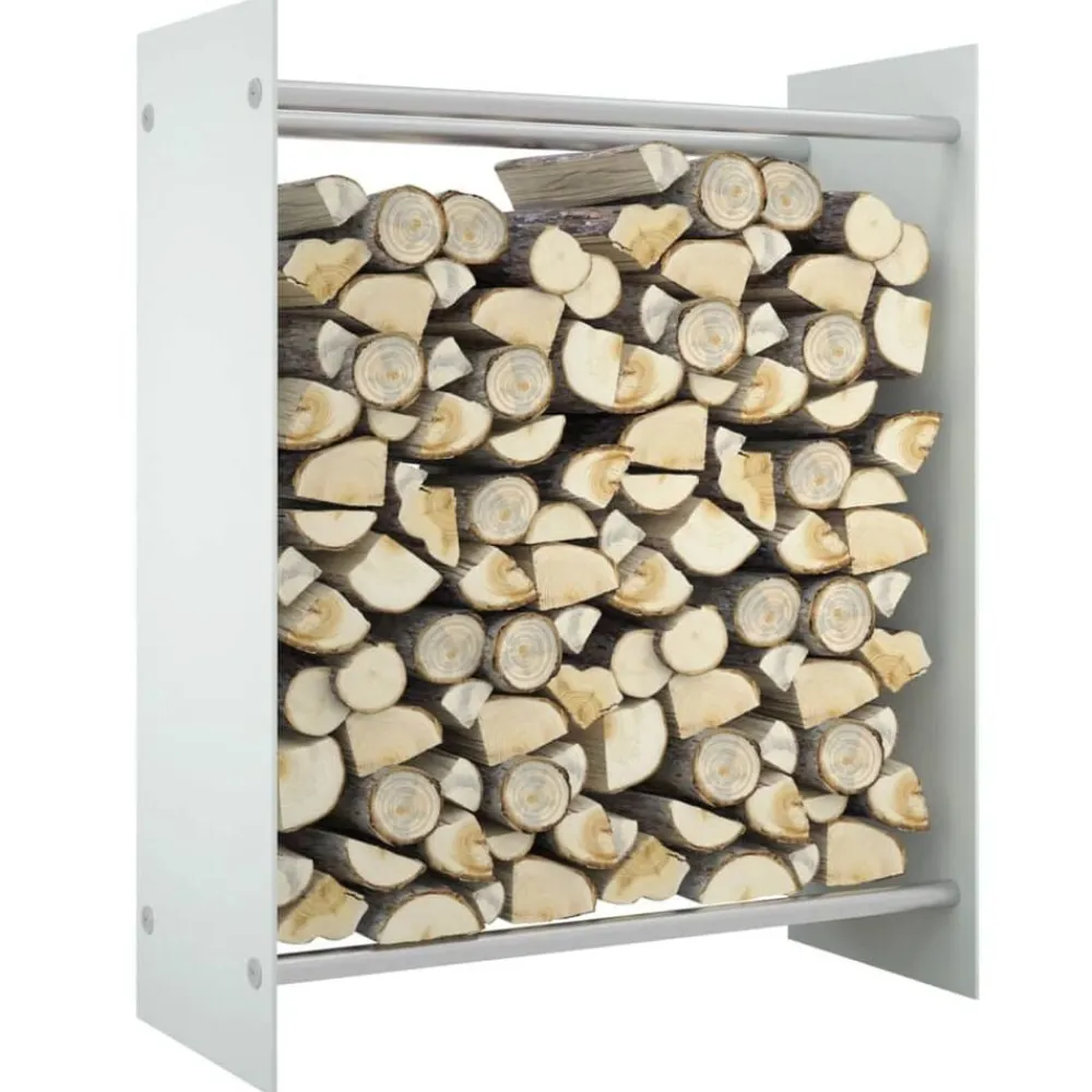 vidaXL Leñero de vidrio templado 80x35x100 cm Blanco Clearance