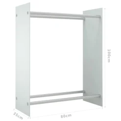 vidaXL Leñero de vidrio templado 80x35x100 cm Blanco Clearance