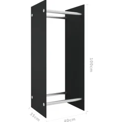 vidaXL Leñero de vidrio templado 40x35x100 cm Negro Sale
