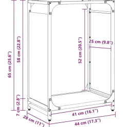 vidaXL Leñero 44x28x65 cm Acero laminado en frío Negro Hot