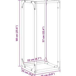 vidaXL Accesorios Para Hornos De Leña Y Chimeneas-Leñero 25x25x60 cm Acero laminado en frío