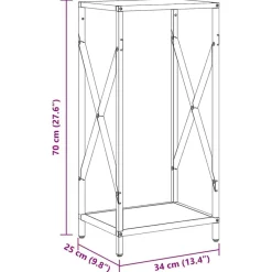 vidaXL Leñero 34x25x70 cm Acero laminado en frío Negro