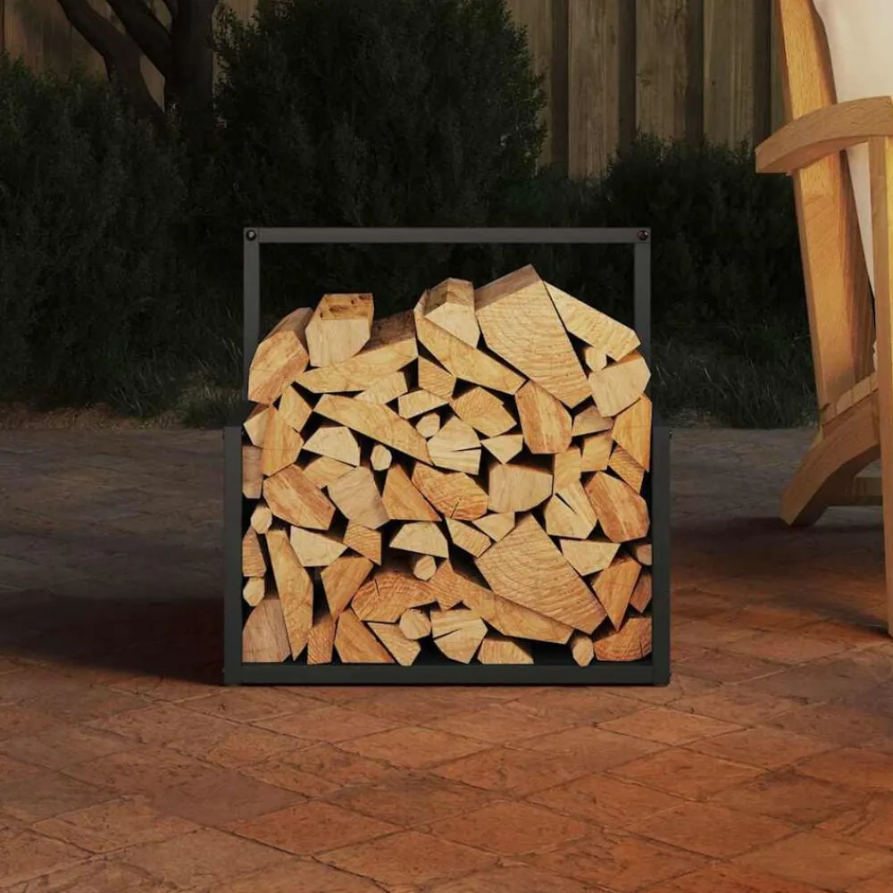 vidaXL Leñero 40x40x40 cm Acero laminado en frío Negro Online