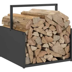 vidaXL Leñero 40x40x40 cm Acero laminado en frío Negro Online