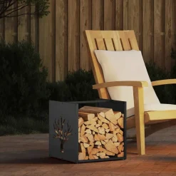 vidaXL Accesorios Para Hornos De Leña Y Chimeneas-Leñero 40x40x40 cm Acero laminado en frío