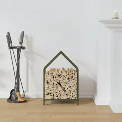 vidaXL Leñero 40x25x60 cm Acero laminado en frío Verde oliva Sale