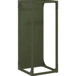 vidaXL Leñero 25x25x60 cm Acero laminado en frío Verde oliva Outlet