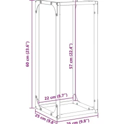vidaXL Leñero 25x25x60 cm Acero laminado en frío Verde oliva Outlet