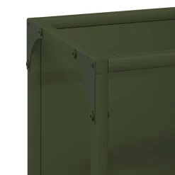 vidaXL Leñero 25x25x60 cm Acero laminado en frío Verde oliva Outlet