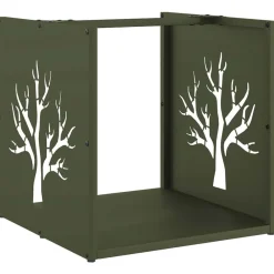 vidaXL Leñero 40x40x40 cm Acero laminado en frío Verde oliva Clearance