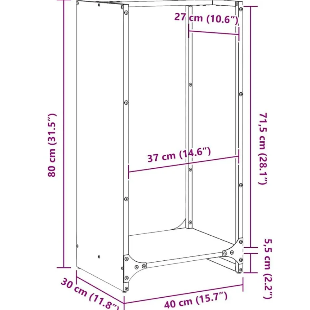 vidaXL Accesorios Para Hornos De Leña Y Chimeneas-Leñero 40x30x80 cm Acero laminado en frío