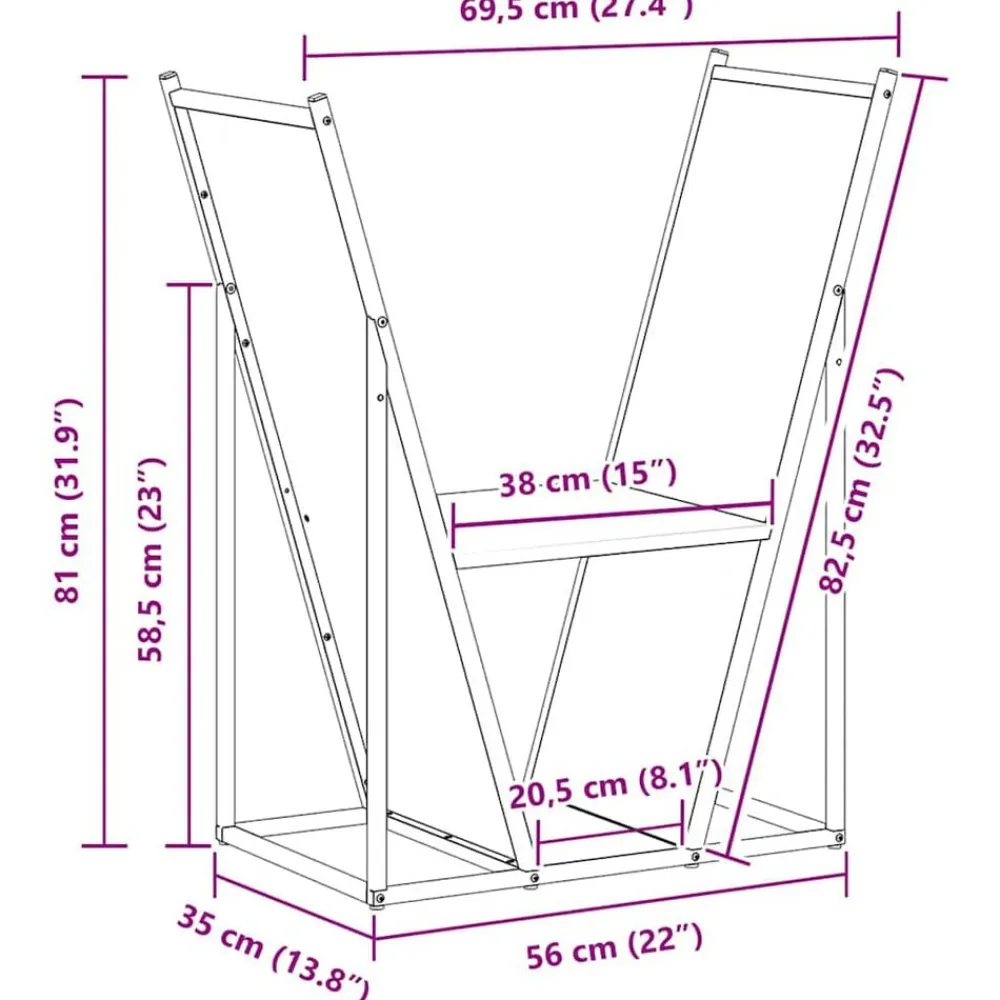 vidaXL Accesorios Para Hornos De Leña Y Chimeneas-Leñero 69,5x35x81 cm Acero laminado en frío