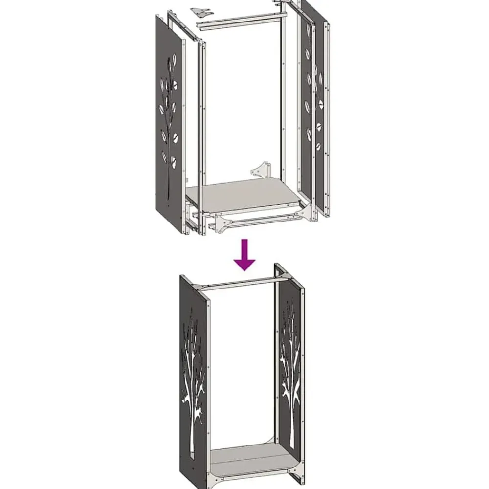 vidaXL Accesorios Para Hornos De Leña Y Chimeneas-Leñero 40x30x80 cm Acero laminado en frío