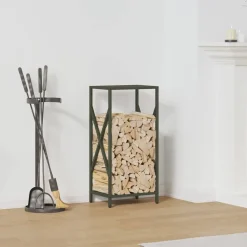 vidaXL Accesorios Para Hornos De Leña Y Chimeneas-Leñero 34x25x70 cm Acero laminado en frío