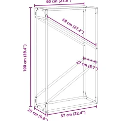 vidaXL Leñero 60x25x100 cm Acero laminado en frío Verde oliva