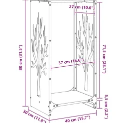 vidaXL Leñero 40x30x80 cm Acero inoxidable Clearance