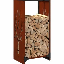 vidaXL Accesorios Para Hornos De Leña Y Chimeneas-Leñero 40x30x80 cm acero corten