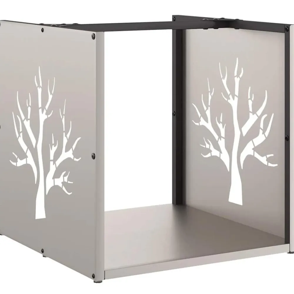 vidaXL Leñero 40x40x40 cm Acero oxidado Discount