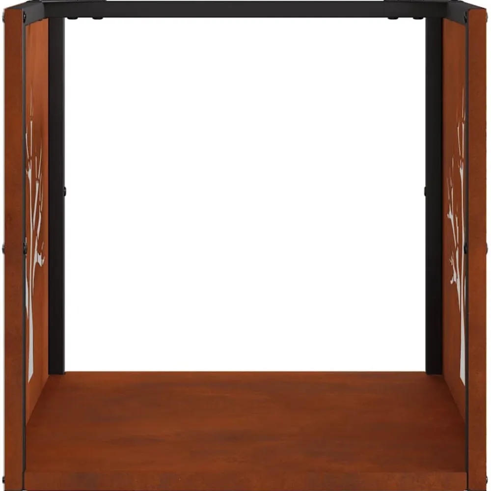 vidaXL Leñero 40x40x40 cm Acero oxidado Discount