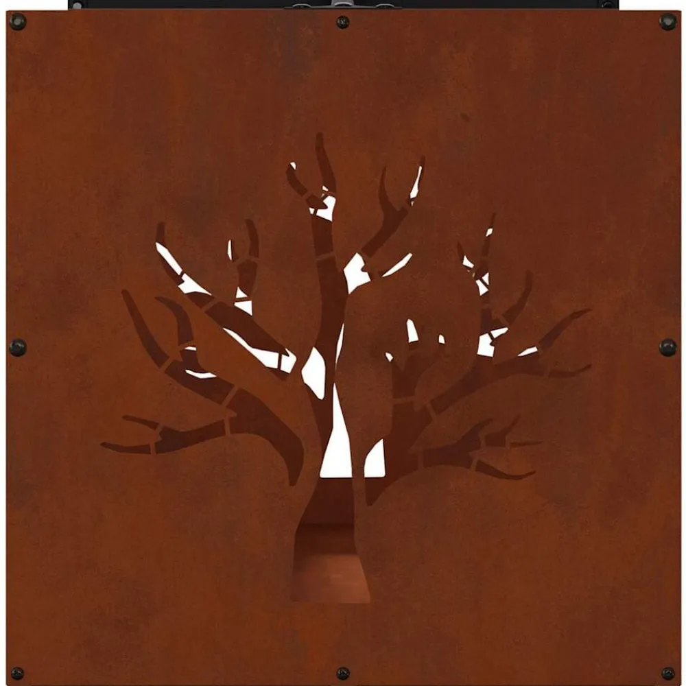 vidaXL Leñero 40x40x40 cm Acero oxidado Discount